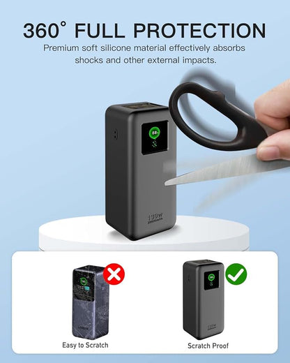 Silicone Case for UGREEN Nexode Power Bank (20000mAh 130W) Full-Body Protective Cover for UGREEN Portable Charger,Precise Port Cutouts (Case Only) Black
