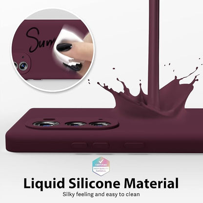 oakxco for Motorola Edge 2022 Phone Case Liquid Silicone Grip, Cute Thin Slim Soft Rubber TPU Plain Smooth Gel Cover for Women Girl Aesthetic, Matte Solid Protective & Shockproof, Burgundy Plum Wine