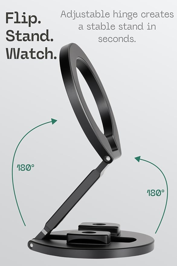 FANAUE MS-05 Dual Magnetic Ring Cell Phone Holder – Ultra Slim Foldable Design with 1/4” Screw & Dovetail Clip Tripod Mount – for iPhone 16 15 14 13 Pro Max Plus – Gym Magnetic Phone Holder