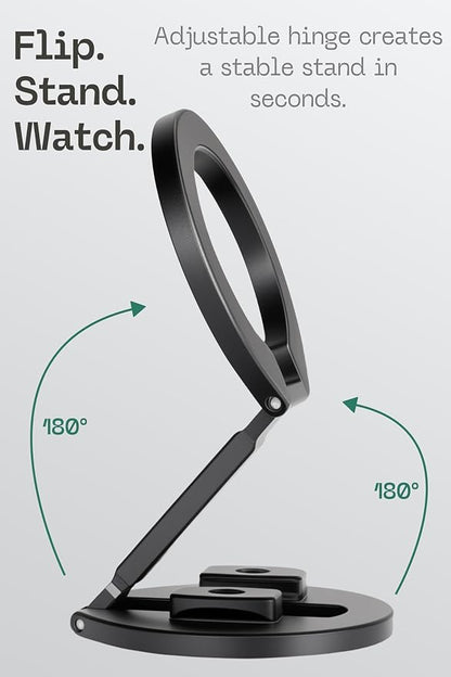 FANAUE MS-05 Dual Magnetic Ring Cell Phone Holder – Ultra Slim Foldable Design with 1/4” Screw & Dovetail Clip Tripod Mount – for iPhone 16 15 14 13 Pro Max Plus – Gym Magnetic Phone Holder