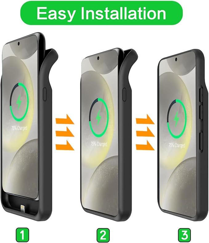 Battery Case for Galaxy S24, Upgraded 10000mAh Battery Pack Rechargeable Charger Case with Wireless Charging Compatible for Galaxy S24 (6.2 inch) External Charging Cover (Black)