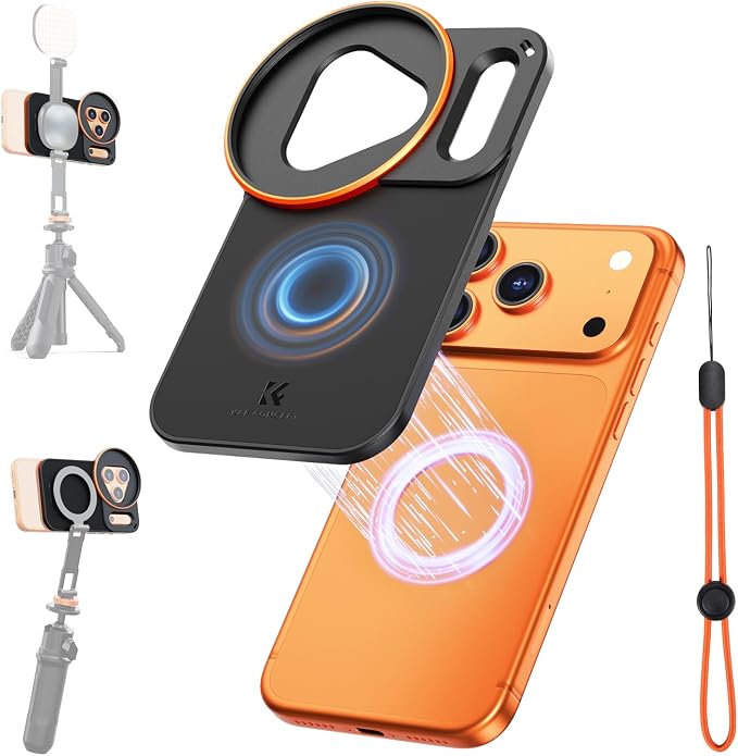 K&F CONCEPT Double-Sided Magnetic Lens Filter Mount Adapter, Compatible with iPhone 17 Pro and 58mm Threaded Filters, iPhone Filter Mount (Filter Not Included)