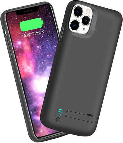 Sitong Battery Case for iPhone 11 Pro Max, 6000mAh Rechargeable Extended Battery Charging Charger Case, Add 110% Extra Juice, Support Wired Headphones Black