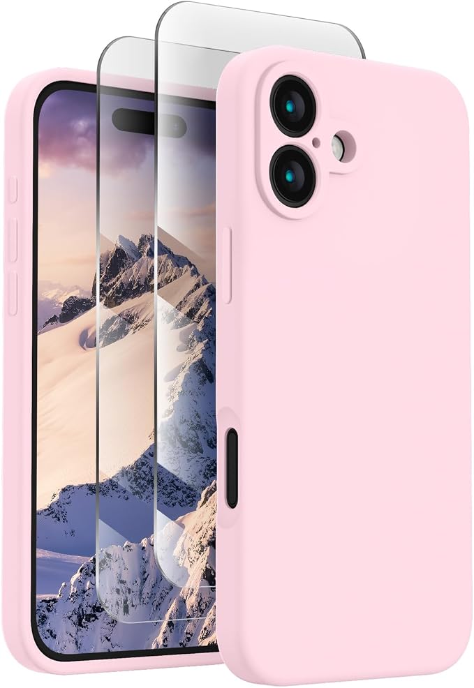 FireNova Designed for iPhone 16 Plus Case, Silicone Upgraded [Camera Protection] Case, Soft Anti-Scratch Microfiber Lining Inside, 6.7 inch, Chalk Pink