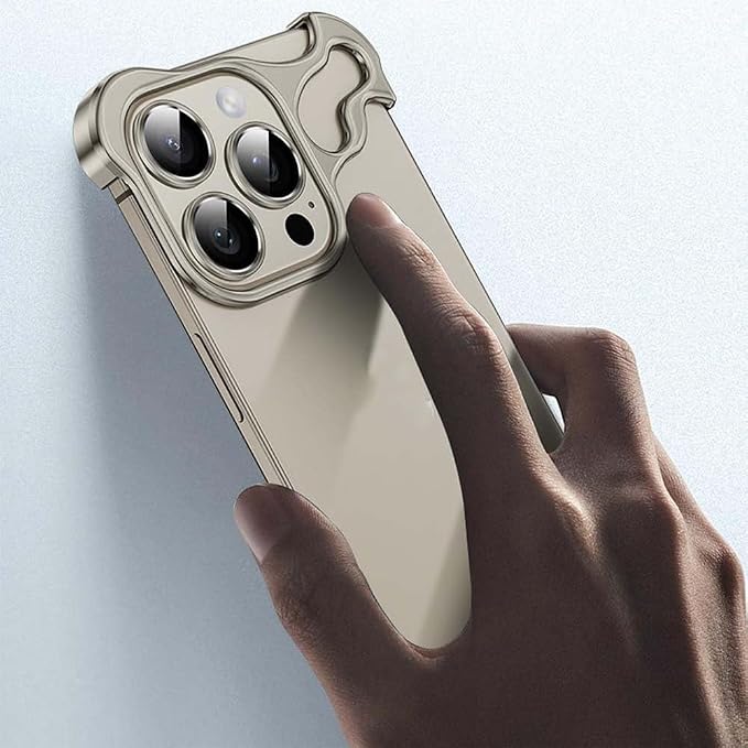 Alloy Armor Bumper Case for iPhone, Minimalist Unique Titanium Alloyarmor Premium Frameless Case, for iPhone 16/15/14/13/12 Promax (14pro,Silver)