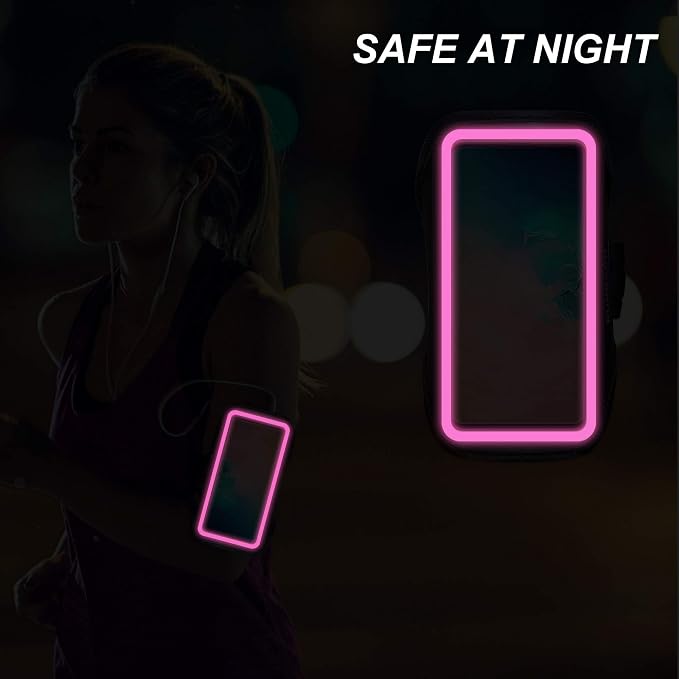 Armband for Samsung Galaxy S25+/S24+/S23+/S22+/S20+/S10+/S9+/S8+, Running Exercise Gym Bag with Key Holder and Card Slot (Pink)