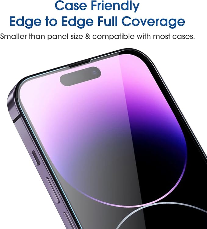 amFilm Easiest Installation OneTouch for iPhone 14 Pro [6.1 Inch] Screen Protector Tempered Glass, Auto-Alignment Tech, Bubble Free and Full Coverage Case Friendly, Anti-Scratch 2 Pack