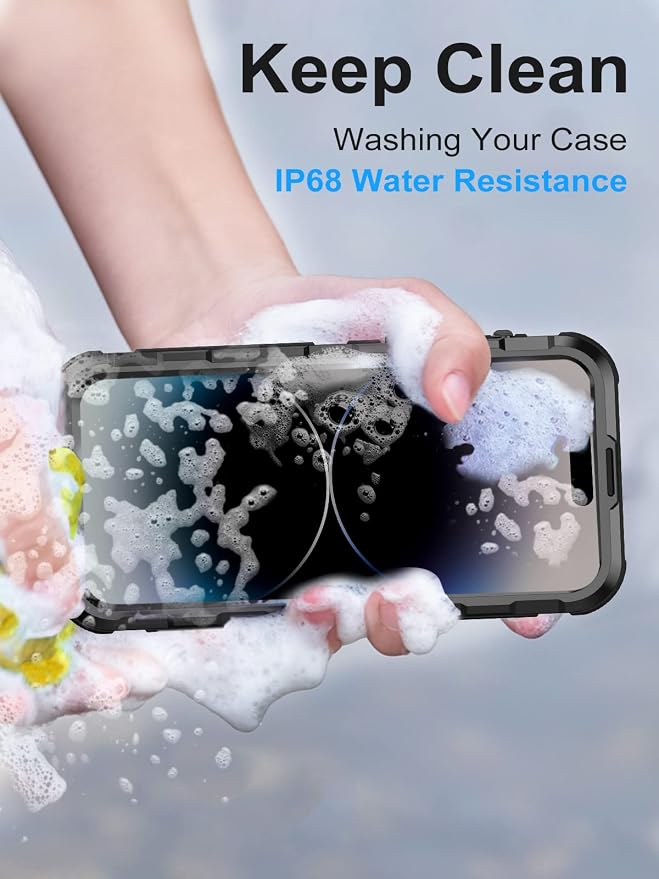WIFORT for iPhone 14 Pro Waterproof Case - Metal Heavy Duty Full Body Protective Cover Built-in Screen Protector, IP68 Water Proof Military Grade Shockproof Rugged Drop Defender Phone case 6.1" Black