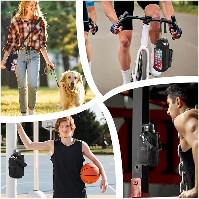 Joyzan Magnetic Gym Bag, Water Bottle Small Holder for Men Portable Fitness Sling Carrier Pouch Sleeve Phone Pockets Adjustable Strap 6 Magnets Crossbody Organizer Women Travel Sports Workout Fitness