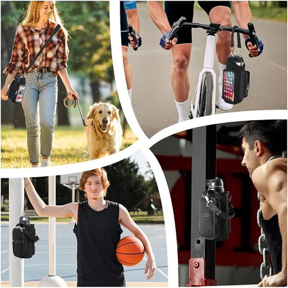 Joyzan Magnetic Gym Bag, Water Bottle Small Holder for Men Portable Fitness Sling Carrier Pouch Sleeve Phone Pockets Adjustable Strap 6 Magnets Crossbody Organizer Women Travel Sports Workout Fitness