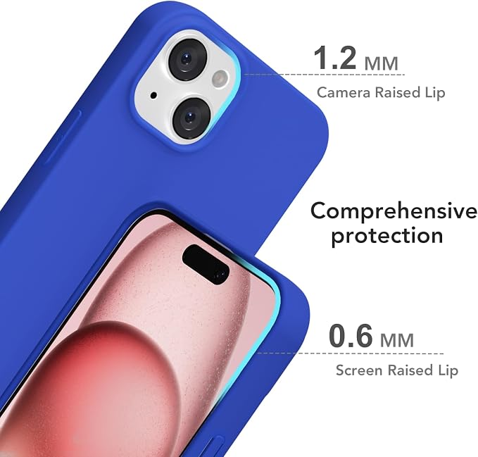 for iPhone 15 Case Silicone Compatible with Magsafe Case, Ultra Slim Thin Magnetic Phone Cases Mag Safe, Cute Soft Rubber Gel TPU Matte Plain Wireless Charging Cover for Women, Royal Blue