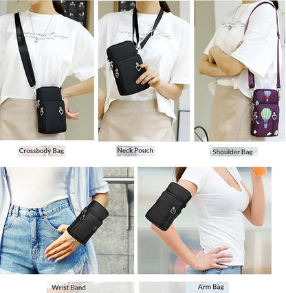 Crossover Body Bag Armband for Moto E, One 5G, G100, G Fast Power Stylus Play/Samsung Galaxy S22 Plus S21+ S20+ / OnePlus Nord N10 / LG Wing K51 V60 Small Cute Cell Phone Purse Wallet Pouch (Black)