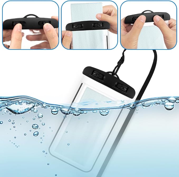 Waterproof Phone Pouch, 2 Pack Water Proof Cell Phone Case, Phone Wet Dry Bag Holder Beach Vacation Waterpark Underwater Cruise Essentials Accessories Must Haves Packing List Stuff for Men Women