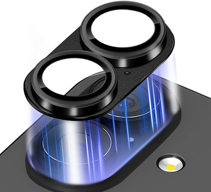 Camera Lens Protector for iPhone 17 Camera Lens Protector [Strong Adsorption] [Not Easy to Break] Metal Tempered Glass Rear Camera Screen Cover - Black