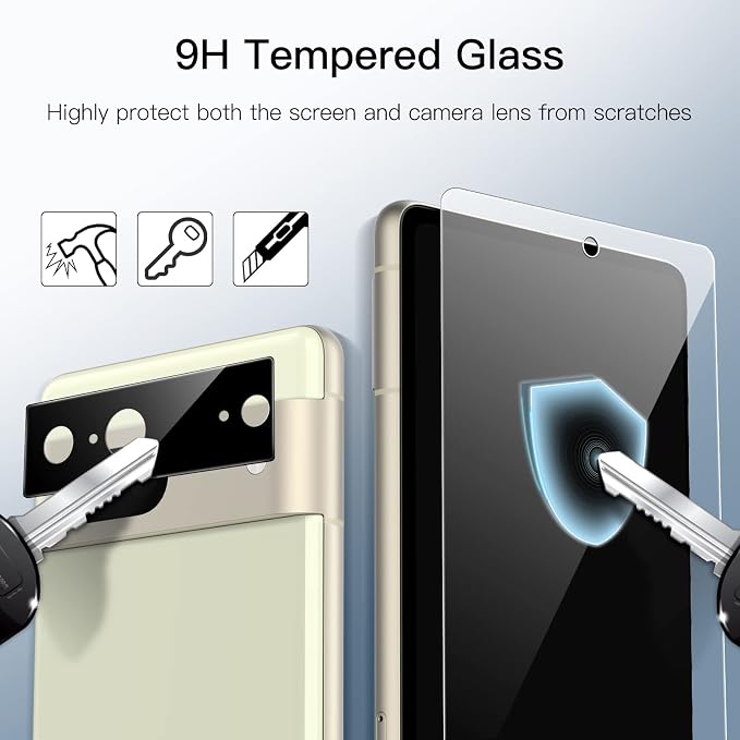 JETech Screen Protector for Google Pixel 7, 2+2 Pack | with Camera Lens Protector, HD Clear Tempered Glass, Anti-Scratch Protection, Easy Installation Tool