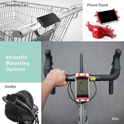 Bone Bike Tie Pro 1, Bike Cell Phone Mount for Stem, Scratch-Free Silicone Holder & Quick Setup, Universal Cycling Phone Holder Compatible with 4.0"-6.0" Smartphones (Slate Blue - Stem)
