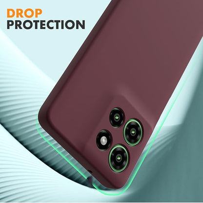 Case for Motorola Moto G Power (2025), 2 Pack Tempered Glass Screen Protectors, Soft TPU Silicone Shockproof Case-Burgundy