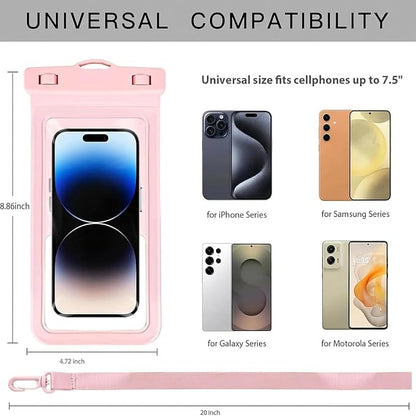 MOLOPPO Waterproof Phone Pouch, with Interior Card Holder, Large Dry Phone Case for iPhone 17 16 15 14 13 Pro Max, Beach Vacation Essentials,1 Pack, Pink