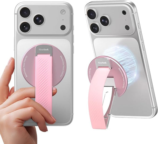 2026 Klearlook for MagSafe Phone Grip with Silicone Finger Strap, Removable Magnetic Phone Ring Holder with Adjustable Kickstand, Finger Phone Ring Grip for iPhone 17/16/15/14/13/12 Series, White