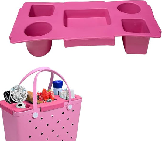 Top Cup Phone Holder Tray Storage Lid for Stanley Compatible with Bogg Bag XL Cover, Cup Organizer Holder Waterproof Silicone Multifunctional Storage Box for Outdoor Beath Camping Travel (Red, XL)