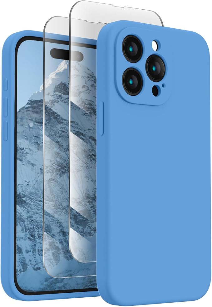 FireNova Designed for iPhone 15 Pro Max Case, Silicone Upgraded [Camera Protection] Phone Case, Soft Anti-Scratch Microfiber Lining Inside, 6.7 inch, Blue