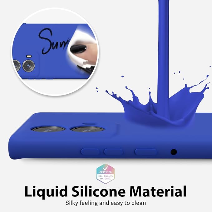 oakxco for Motorola Moto Edge 2024 Phone Case Liquid Silicone, Thin Slim Soft Rubber Gel TPU Plain Protective Simple Cover for Women Girl Cute, Matte Solid Color Aesthetic, Royal Blue