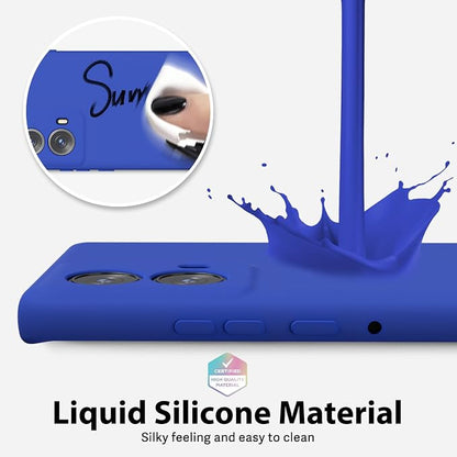 oakxco for Motorola Moto Edge 2024 Phone Case Liquid Silicone, Thin Slim Soft Rubber Gel TPU Plain Protective Simple Cover for Women Girl Cute, Matte Solid Color Aesthetic, Royal Blue