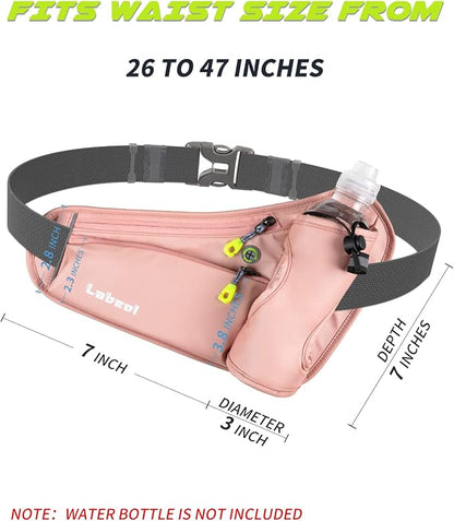 Running Belt, Waterproof Hydration Belt with Water Bottle Holder Hiking Walking Waist Pack Reflective Adjustable Fanny Pack Compatible for Phone Waistband Outdoor