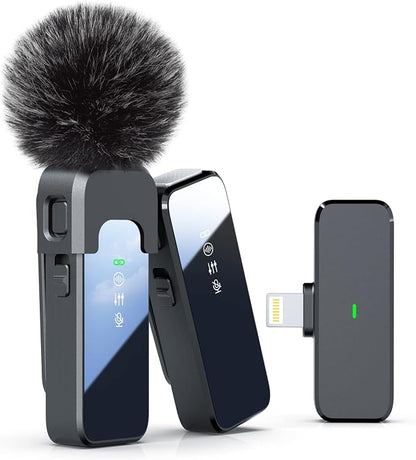 Rythflo Wireless Lavalier Microphone for iPhone 14/13/12 with Noise Cancellation, 100ft Transmission, 18H Battery Life, Lightning Lapel Microphone Wireless for Video Recording, Vlog, Streaming