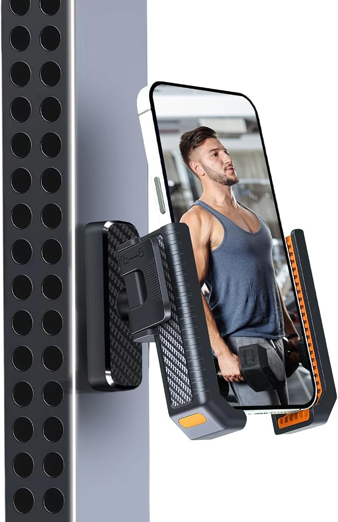 Joyzan Magnetic Gym Phone Holder, Strong Magnets Smartphone Mount Ring Attach to Metal Surface 360°Adjustable Workout Equipment Men Women Smartphones Recording Fitness Exercise Training Hands Free