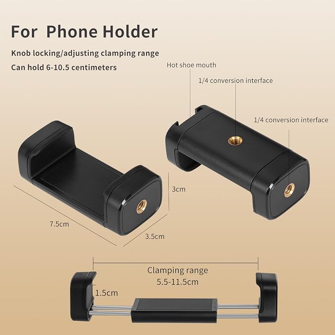 Wall Mounted Phone Holder Magic Arm 360° Rotation Adjustable Metal Base Screw in Wall Sturdy for Kitchen Bedroom Home 22 Inch ABS Phone Clip