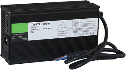 Charger Aluminum Lithium Ion Battery 29.2V 20A Charger 8S 24V LiFePO4 Battery Smarts Charger Aluminum Shell with Fan Robot Electric Wheelchair(Crocodile Clip,U.K)