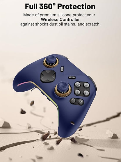 Silicone Protective Case for Flydigi Vader 5 Pro Wireless Controller, Full-Body Protective Cover with Precise Cutout, Shockproof Dustproof Protector Sleeve & Scratch-Resistant Sleeve (Blue)