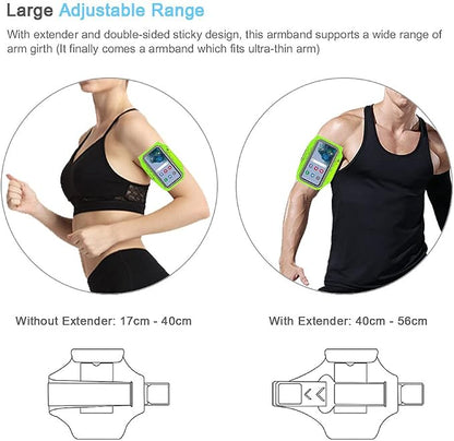 JEMACHE Armband for Samsung Galaxy S26 S25 S24 S23 S22 Ultra/Plus/FE, Gym Running Workouts Arm Band with Earbuds Holder (Green)