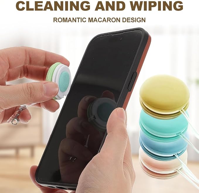 Macaron Phone Screen Cleaner, 2026 New Mobile Phone Screen Wipe, Portable Cell Phone Screen Cleaning Tool, Multifunctional Eyeglasses Cleaner for Office Travel (12PCS)