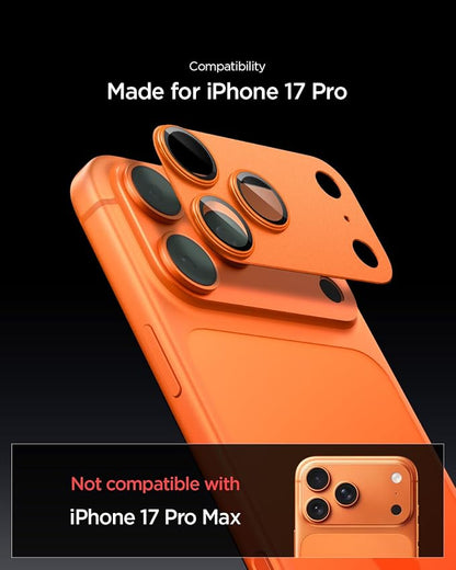 Spigen Camera Lens Screen Protector [GlasTR EZ Fit Optik Pro XL] Designed for iPhone 17 Pro [Case Friendly] - Cosmic Orange [1 Pack]