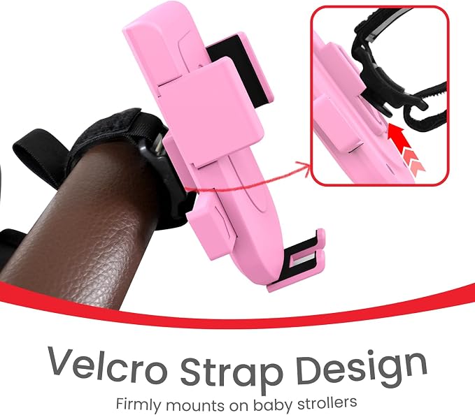 Baby Stroller Phone Holder, Bike Phone Holder, Shopping Cart, Motorcycle Phone Mount, Golf Cart, Push Cart, Treadmill, Universal- iPhone, Cell Phone Clamp (Pink)