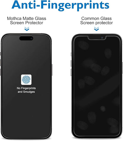 Mothca 2 Pack Matte Glass Screen Protector for iPhone 14 Pro Max [6.7 inch] + 2 Pack Camera Lens Protector, Anti-Glare & Anti-Fingerprint Tempered Glass Film, Bubble Free Case Friendly Smooth as Silk