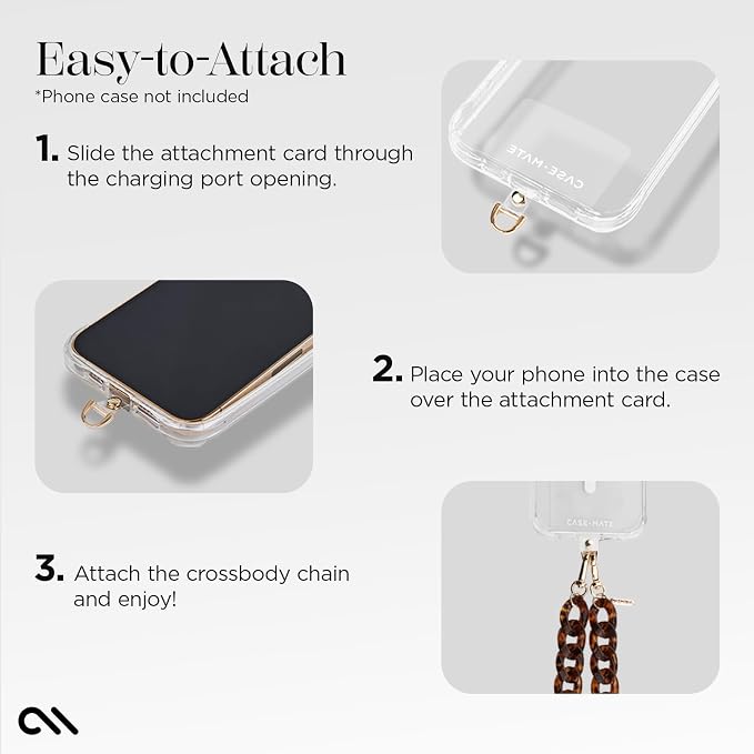 Case-Mate Crossbody Phone Lanyard / Chain [Works with All Phones] Hands-Free Strap - Cell Phone Charm - Neck Chain Holder for iPhone 17 Pro Max / 16 Pro Max / 15 Pro Max / 14 / S26 - Tortoiseshell