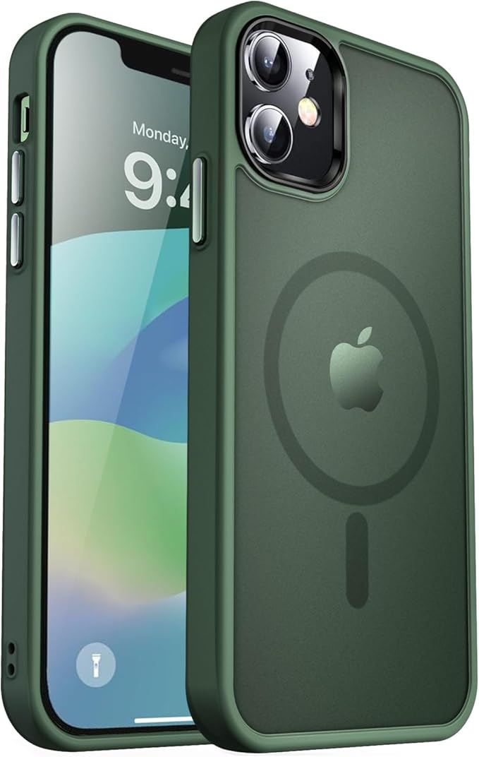 MOCCA Strong Magnetic for iPhone 12 Case/iPhone 12 Pro Case, [Compatible with Magsafe][Mil-Grade Drop Protection] Slim Shockproof Translucent Protective Phone Case for iPhone 12/12 Pro, Midnight Green