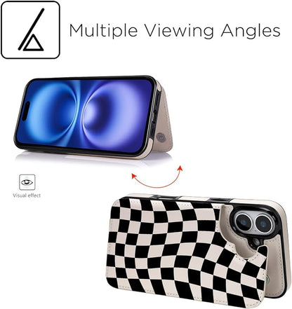 uCOLOR for iPhone 17 Wallet Case with Card Holder PU Leather RFID Blocking Design iPhone 17 flip case for Women Men Magnetic Clasp Kickstand Design 6.3 inch (Dune Mirage Checkboard)