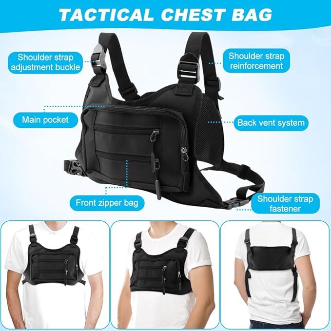 PUXING Sports Chest Bag For Men Women Tactic-al Vest Running Vest Bag With Built Phone Holder Chest Pack for Hiking