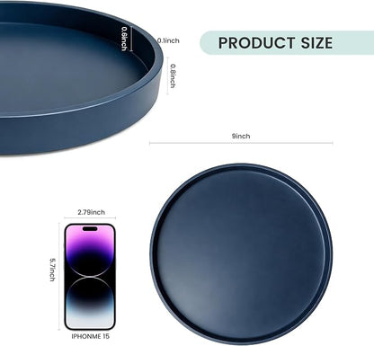 1 Pack 9" Bathroom and Vanity Tray, ABS Bathroom Counter Organizer, Coffee Table Decor for Perfume, Candles, Keys &More. Kitchen Countertop Organizer, Decorative Tray Soap Holder, Blue