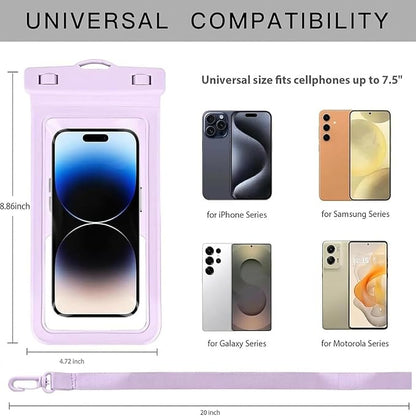 MOLOPPO Waterproof Phone Pouch, with Interior Card Holder, Large Dry Phone Case for iPhone 17 16 15 14 13 Pro Max, Beach Vacation Essentials,1 Pack,Purple