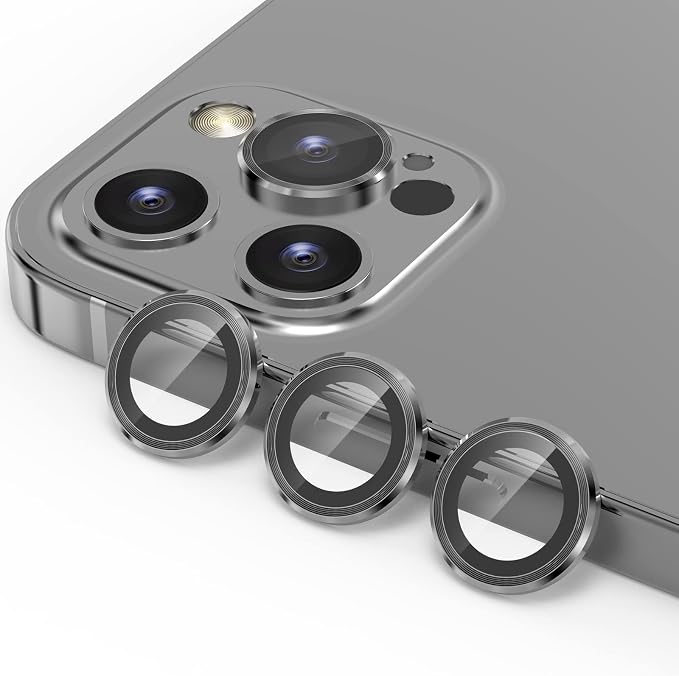 YWXTW [1 SET Camera Lens Protector Compatible with iPhone 12 Pro Max 6.7 inch, [Installation Tray] Aluminum Alloy Tempered Glass Camera Circle Cover