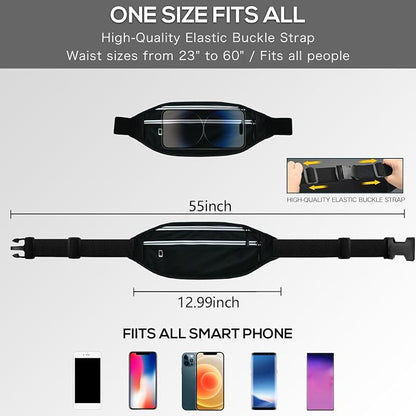 Running belt for Women &Men,Adjustable Exercise Waist Pack Reflective Running Belt for Sports Workout Cycling Hiking, Casual Hands-Free Wallets Phone Bag Fits All Phones(black)