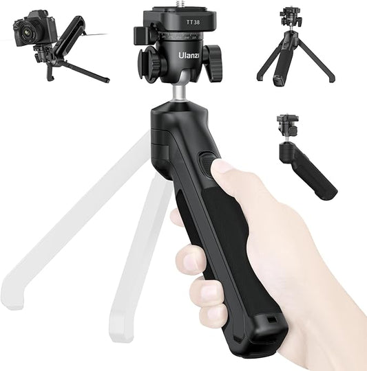 ULANZI TT38 One-Click Opening Vlogging Tripod Uka Quick-Release F38 w Cold Shoe Panoramic Ball Head w Hidden Hook, Camera Tabletop Flexible Travel Tripods for Sony/Canon/Nikon/Fujifilm and More