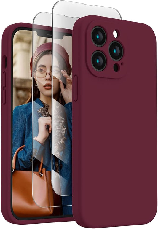 FireNova Designed for iPhone 13 Pro Max Case, Silicone [Camera Protection] Phone Case, Soft Anti-Scratch Microfiber Lining Inside, 6.7 inch, Plum