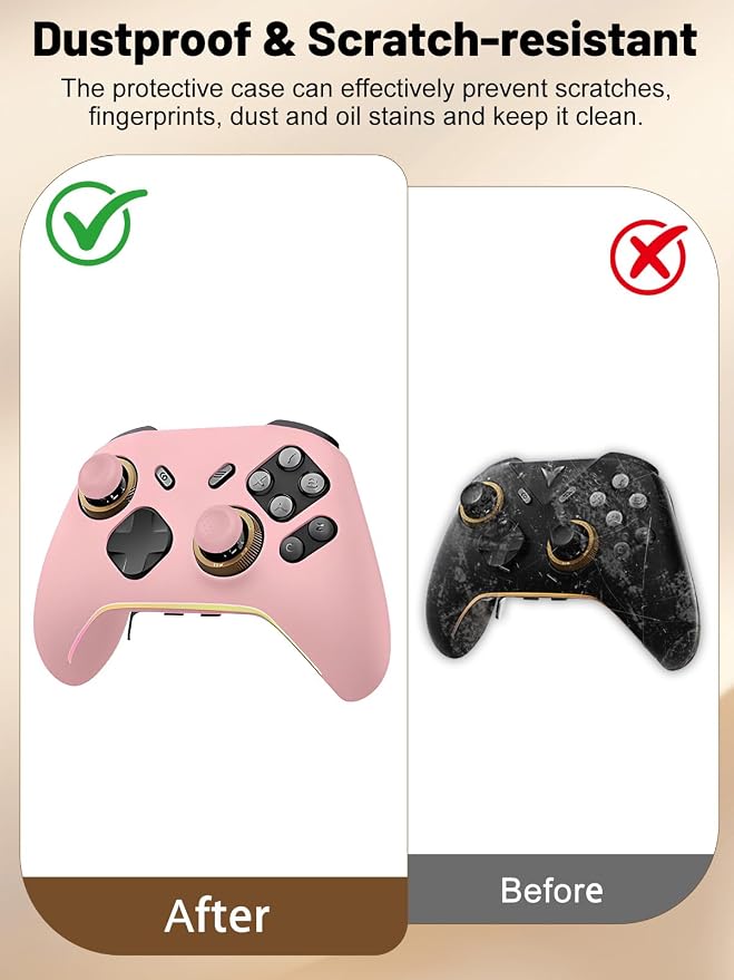 Silicone Protective Case for Flydigi Vader 5 Pro Wireless Controller, Full-Body Protective Cover with Precise Cutout, Shockproof Dustproof Protector Sleeve & Scratch-Resistant Sleeve (Pink)
