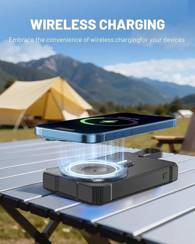 10000mAh Detachable Solar Power Bank, 14W Foldable Solar Charger, 5-Port Fast Charging Portable Battery Pack, Compact & Lightweight for Hiking, Cycling, and Everyday Emergency Power